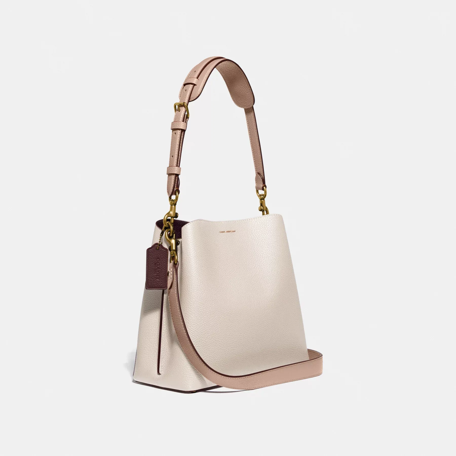 COACH Bolso tipo cubo Willow con bloques de color Tiza Multi COACH Bolso tipo cubo Willow con bloques de color Tiza Multi