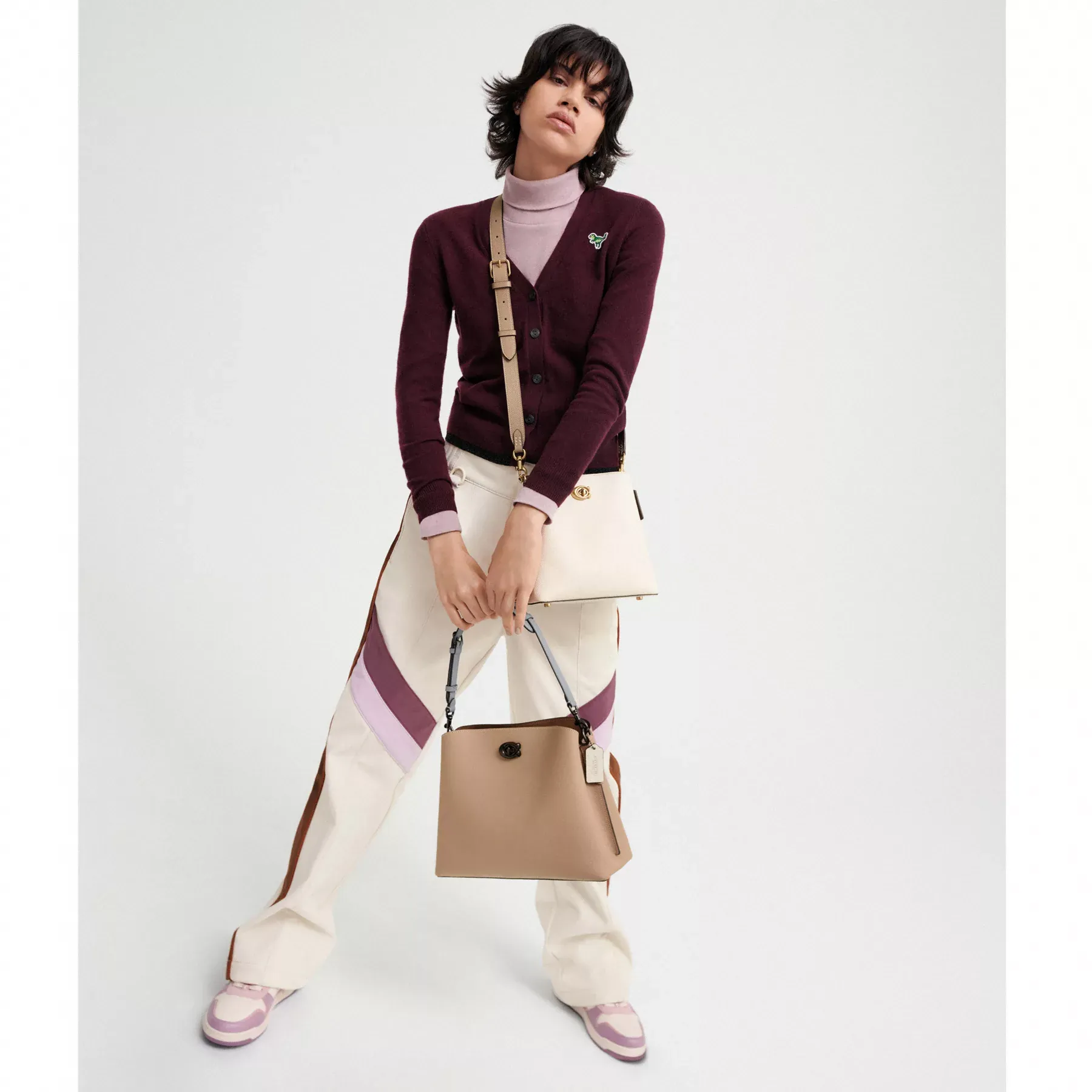 COACH Bolso tipo cubo Willow con bloques de color Tiza Multi COACH Bolso tipo cubo Willow con bloques de color Tiza Multi