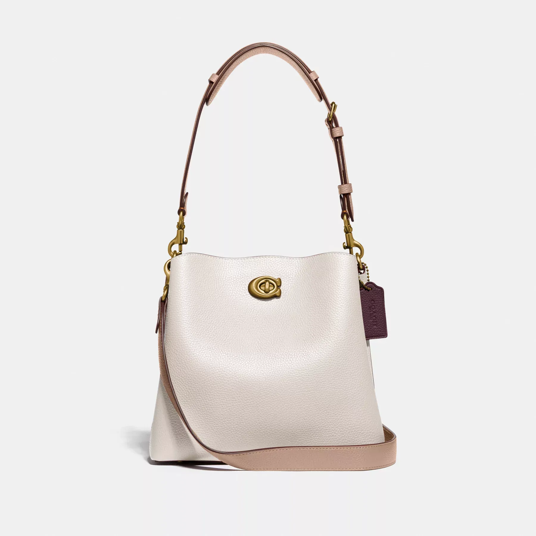 COACH Bolso tipo cubo Willow con bloques de color Tiza Multi COACH Bolso tipo cubo Willow con bloques de color Tiza Multi