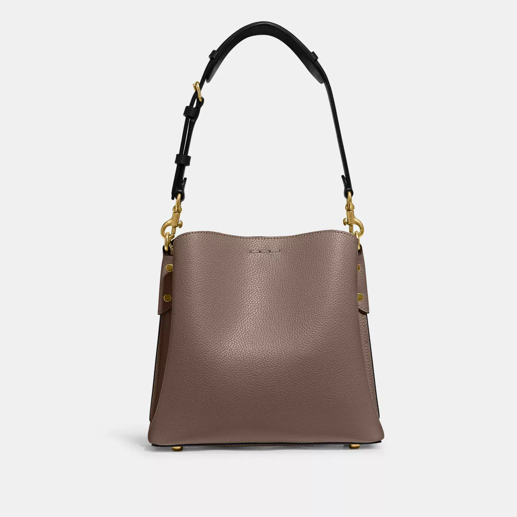 COACH Bolso tipo cubo Willow con bloques de color Piedra oscura COACH Bolso tipo cubo Willow con bloques de color Piedra oscura