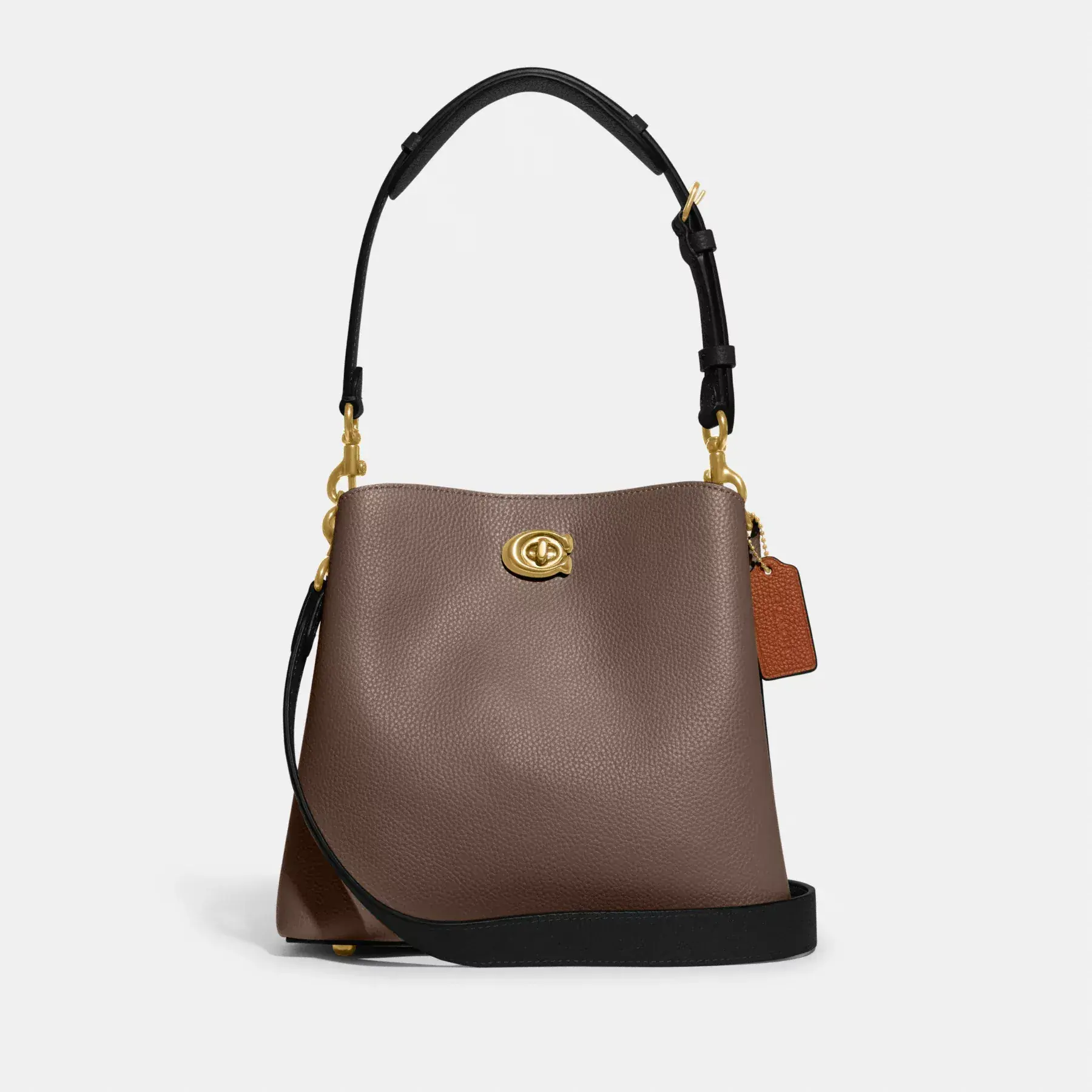 COACH Bolso tipo cubo Willow con bloques de color Piedra oscura